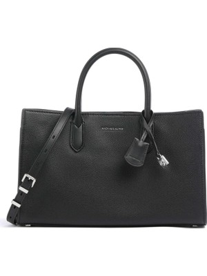 Michael Kors Kadın %100 Deri Marka Logo Aksesuar Detaylı Uzun Omuz Askılı Günlük Kullanıma Uygun Şık Görünüşlü Siyah Omuz Çantası 30F4SETS2L 001