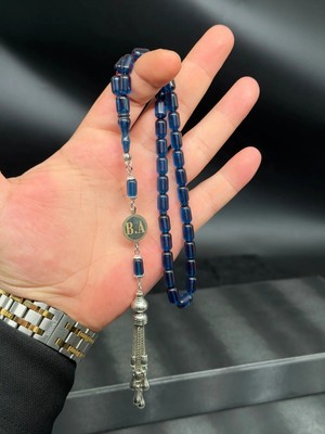 Mavi Ateş Kehribar Tesbih Kişiye Özel Isimli Veya Harfi Özel Tasarım Püskül