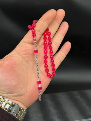Bilekboy Neon Pembe Ateş Kehribar Tesbih