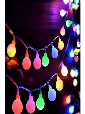 BENCEAL 28 Ledli 220V Fişli Rgb Mini Top LED Aydınlatma Dekoratif Süsleme LED Lamba Ampül (5 Metre)