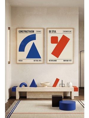 Tontilika Geometrik Sanat 2'li Ahşap Çerçeveli Tablo Seti
