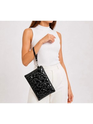 Wikidays.s Moda Trendi Kadın Orta Boy Yıldız Desenli El Çantası - Parlak Dokulu Bilek Askılı Portföy Clutch