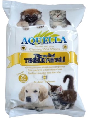 Aquella Evcil Hayvan Tüy & Pati Temizlik Mendili 25'li * 10 Paket
