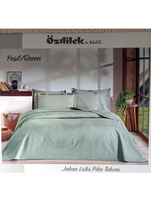 Özdilek Rf -Yeşil- Jakar Lux Kp (Z) Çift Kişilik Pike Takımı (4 Yastık Kılıflı)