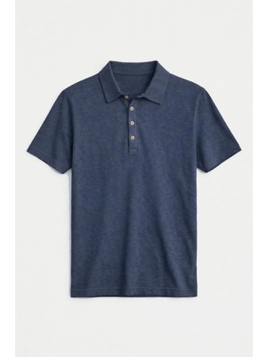 Antioch Lacivert Düğmeli Polo Yaka Erkek T-Shirt
