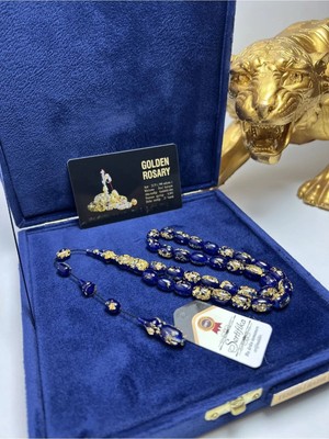 24K Altın Parçacıklı Çift Sertifikalı Orijinal Özel Sistemli Püsküllü Tesbih