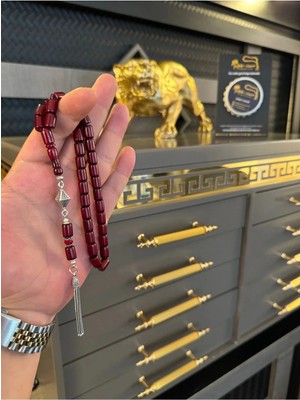 Eskitme Osmanlı Benzetme Sıkma Kehribar Tesbih 925 Ayar Özel Tasarım Gümüş