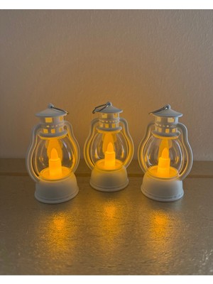 Gümüş Avm Ledli Mini Gaz Lambası 3’lü Set