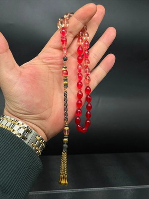 Hareli Ateş Kehribar Tesbih Özel Tasarım Püsküllü