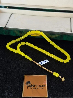 Premium'un Zirvesi 2.15 Gr. 14K Altın Püskül ile Turgut Aydemir Usta Işçilikli Otutma Imameli Limon Eski Sıkma Kehribar Tesbih