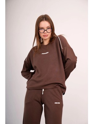Ponçik Kadın Modal Kumaş Oversize Rahat Ikili Takım – Sweat & Wide Leg Alt 25545