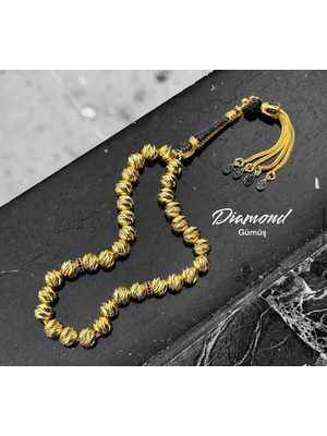 Diamond Serisi 22K Altın Kaplama Gümüş Tesbih