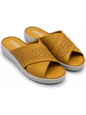 Patron Shoes Hakiki Deri Kadın Terlik Ortopedik Taban Günlük Rahat Şık Tasarım