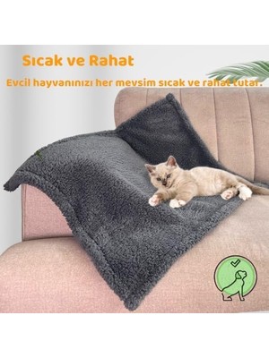 Beylini Kedi Köpek Battaniyesi Premium Peluş Evcil Hayvan Uyku Battaniyesi Yıkanabilir Gri (80X100)