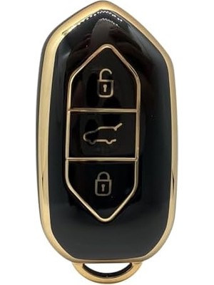 Autohan Keys Togg T10X T10F Akıllı Anahtar Kılıfı, 3 Tuşlu, Koruma, Siyah-Altın