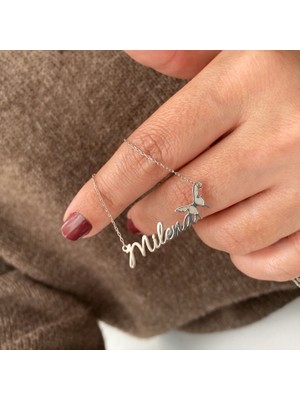 Simurg Jewellery Gümüş Kelebekli Isimli Kolye