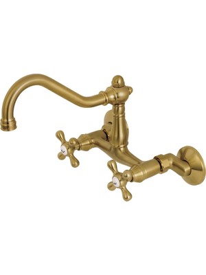 KS3227AX 6 "ayarlanabilir Merkezi Duvara Monte Mutfak Musluk, Fırçalanmış Pirinç