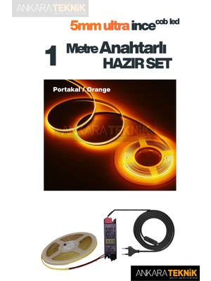 Ankara Teknik 5mm Ultra Ince Cob Şerit LED 12VOLT – Tak Çalıştır Anahtarlı Set (Metre Seçiniz)