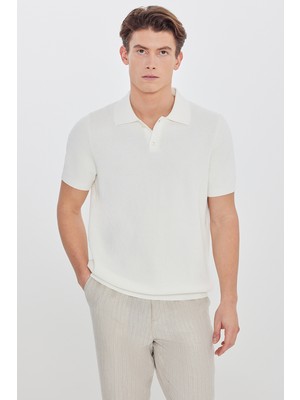 Altınyıldız Classics %100 Pamuk Standart Fit Polo Yaka Jakarlı Triko Tişört