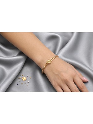 Rome Oro Van Cleef Tek Yonca Taşlı Kelepçe