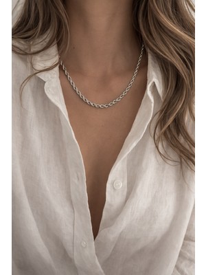Owentis Çelik Silver Unisex Burgu Zincir Kolye 3mm -Kararma Yapmaz-