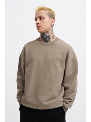 Machinist Erkek Basic Diagonal Swearshirt Haki