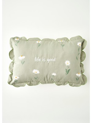 Bella Maison Daisy Scallop Kenar Boncuklu Dekoratif Yastık Kılıfı Bej (35X50 Cm)