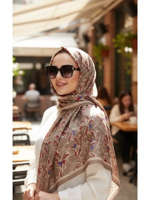 Vivid Floral Desen Pure Touch Koton Şal 75X185CM