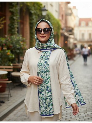 Vivid Floral Desen Pure Touch Koton Şal 75X185CM