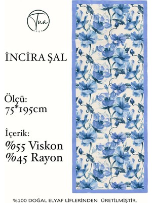 Organic Viscose Ipeği Incira Şal - Çiçek Desenli