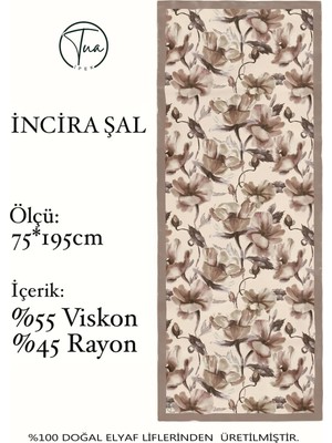 Organic Viscose Ipeği Incira Şal - Çiçek Desenli