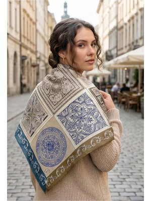 Çini Sırrı Desen 70*70CM Bandana/fular