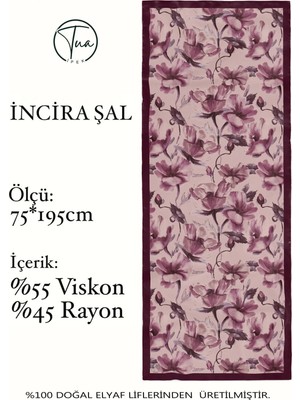 Organic Viscose Ipeği Incira Şal - Çiçek Desenli