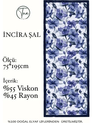 Organic Viscose Ipeği Incira Şal - Çiçek Desenli