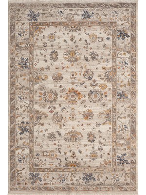 Cool Halı Emirgan Krem Renkli Yumuşak Vintage Etnik Desenli Silinebilir 4 Mevsim Ev Salon Oturma Odası Halısı