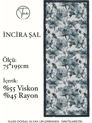 Organic Viscose Ipeği Incira Şal - Çiçek Desenli