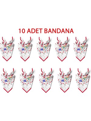 10'lu Paket 23 Nisan Temalı Desen Bandana/fular