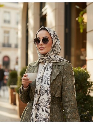 Vivid Floral Desen Pure Touch Koton Şal 75X185CM