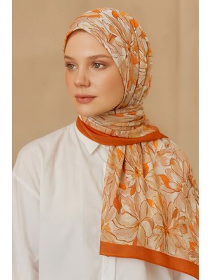 Flower Desen Fransız Ipeği Şal 70X180CM