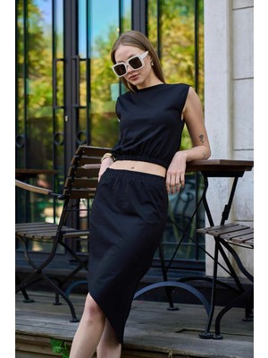 Ponçik Kadın Asimetrik Etekli Viskon Ikili Takım Bodycon