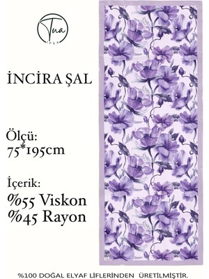 Organic Viscose Ipeği Incira Şal - Çiçek Desenli