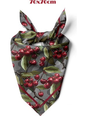 Kirazlı Rapsodi Desen 70*70CM Bandana/fular
