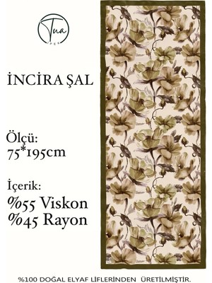 Organic Viscose Ipeği Incira Şal - Çiçek Desenli