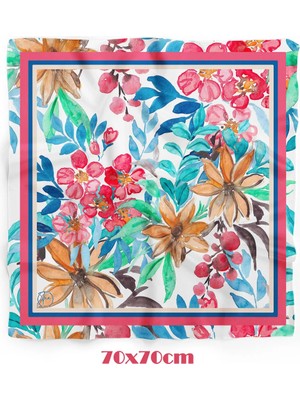 Kırmızı Mavi Yaprak Desen 70*70CM Bandana/fular
