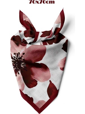 Bordo Linen Bloom Desen 70*70CM Bandana/fular