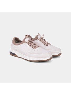 Erkek Kırık Beyaz Desacomfort Lastik Bağcıklı Deri Sneaker