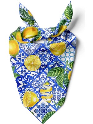 Italyan Limonları Desen 55X55CM Bandana/fular