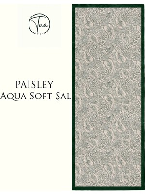 Paisley Aqua Soft Coton Şal - Etnik Desenli