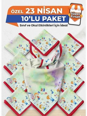 10'lu Paket 23 Nisan Çocuk Bayramı Temalı Bandana/fular