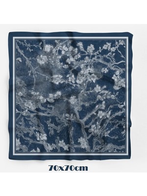 Navy Blossom Desen 70*70CM Bandana/fular